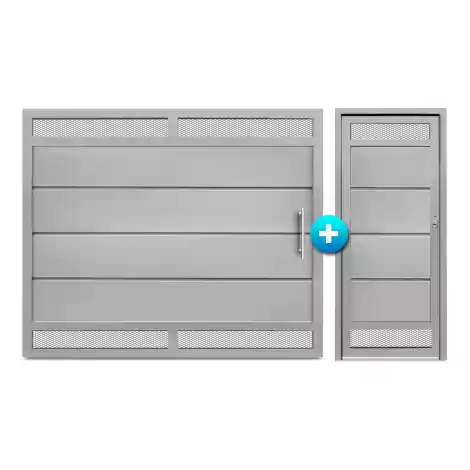 Portón + Puerta chapa simple doble ventiluz
